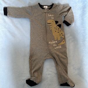 Gerber Gray Dinosaur Footie One Piece